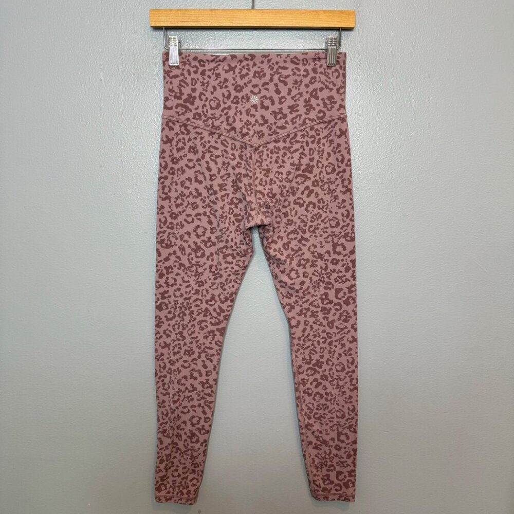 ATHLETA elation ultra high rise tight in mauve leopard size S - Picture 4 of 7